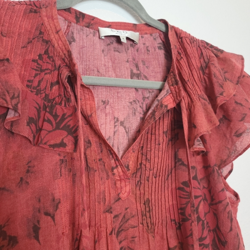 Sea New York Floral Tie Neck Blouse Top Size 8 - Picture 10 of 14